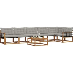 Ensembles De Meubles-vidaXL Ensemble de canapés d'extérieur 7 pcs Gris Naturel et Clair Naturel et gris clair