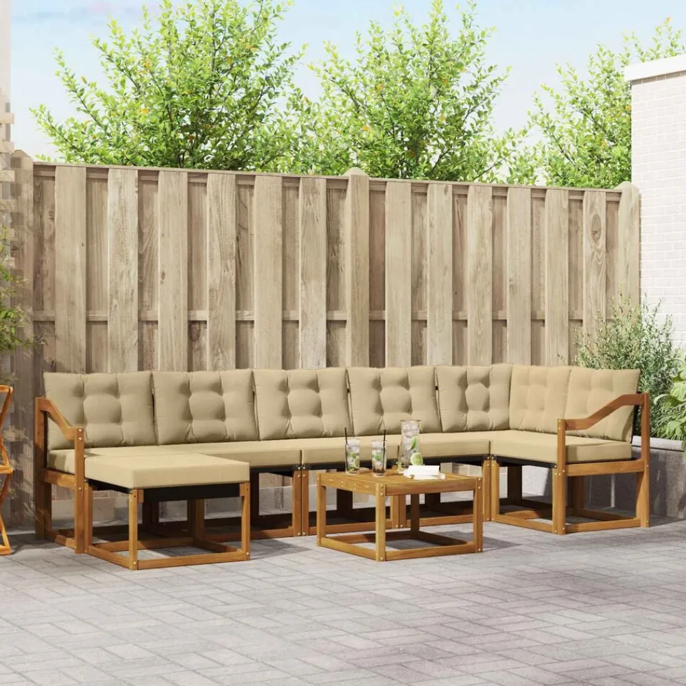 Ensembles De Meubles-vidaXL Ensemble de canapés d'extérieur 8 pcs Naturel et beige