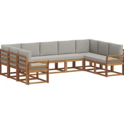 vidaXL Ensemble de canapés d'extérieur 9 pcs Gris Naturel et Clair