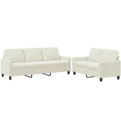 vidaXL Ensemble de canapés 2 pcs avec coussins Crème Velours