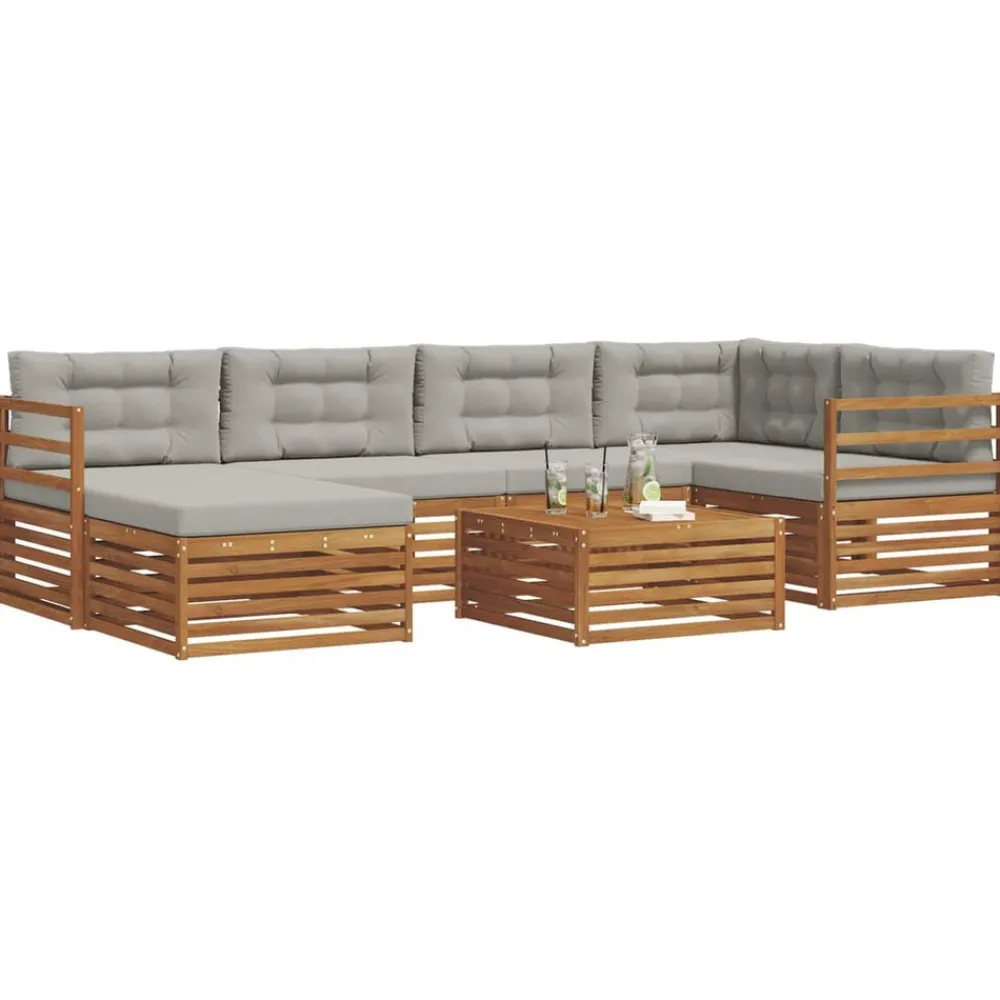 Ensembles De Meubles-vidaXL Ensemble de canapés d'extérieur 7 pcs Gris Naturel et Clair Naturel et gris clair