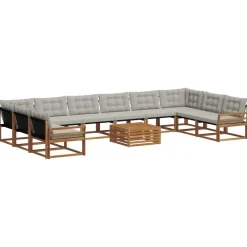 Ensembles De Meubles-vidaXL Ensemble de canapés d'extérieur 11 pcs Gris Naturel et Clair Naturel et gris clair