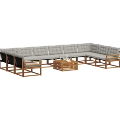 Ensembles De Meubles-vidaXL Ensemble de canapés d'extérieur 11 pcs Gris Naturel et Clair Naturel et gris clair