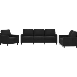 Canapés-vidaXL Ensemble de canapés 3 pcs avec coussins Velours Noir