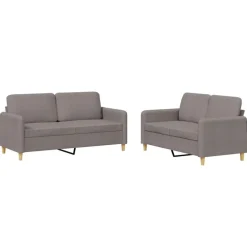 Canapés-vidaXL Ensemble de canapés 2 pcs avec coussins Tissu Taupe