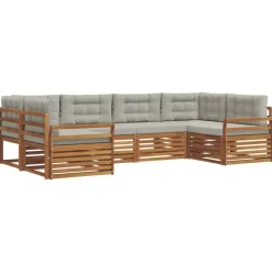 Ensembles De Meubles-vidaXL Ensemble de canapés d'extérieur 6 pcs Gris Naturel et Clair Naturel et gris clair