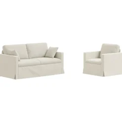 Canapés-vidaXL Ensemble de Canapés 2 pcs Crème 158 x 78 x 80 cm Velours Cr&egrave;me