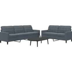Canapés-vidaXL Ensemble de canapés 2 pcs avec coussins Velours Gris foncé