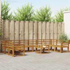 Ensembles De Meubles-vidaXL Ensemble de canapés d'extérieur 11 pcs Naturel