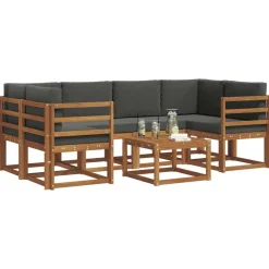 Ensembles De Meubles-vidaXL Ensemble de canapés d'extérieur 7 pcs Naturel et anthracite