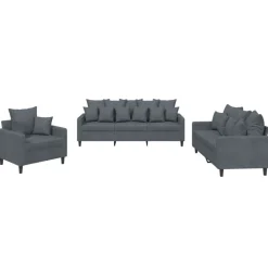 vidaXL Ensemble de canapés 3 pcs avec coussins Velours