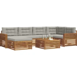 Ensembles De Meubles-vidaXL Ensemble de canapés d'extérieur 7 pcs Gris Naturel et Clair Naturel et gris clair
