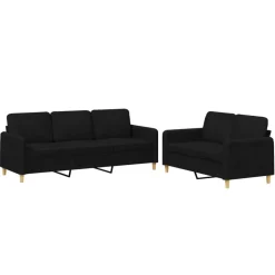 Canapés-vidaXL Ensemble de canapés 2 pcs avec coussins Tissu Noir