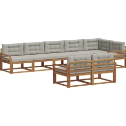 Ensembles De Meubles-vidaXL Ensemble de canapés d'extérieur 8 pcs Gris Naturel et Clair Naturel et gris clair
