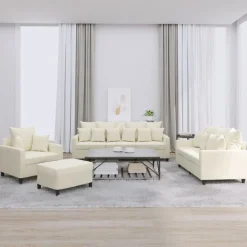 vidaXL Ensemble de canapés 4 pcs avec coussins Crème Velours