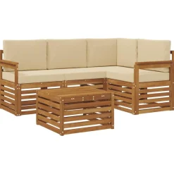 Ensembles De Meubles-vidaXL Ensemble de canapés d'extérieur 5 pcs Naturel et beige