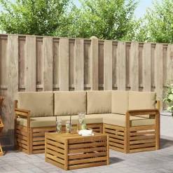 Ensembles De Meubles-vidaXL Ensemble de canapés d'extérieur 5 pcs Naturel et beige