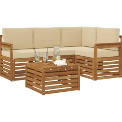 Ensembles De Meubles-vidaXL Ensemble de canapés d'extérieur 5 pcs Naturel et beige