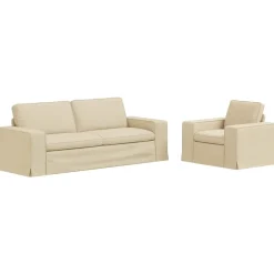Canapés-vidaXL Ensemble de Canapés 2 pcs Crème 182 x 80 x 82 cm tissu Cr&egrave;me