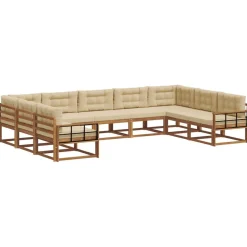 Ensembles De Meubles-vidaXL Ensemble de canapés d'extérieur 9 pcs Naturel et beige