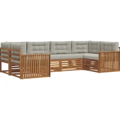 Ensembles De Meubles-vidaXL Ensemble de canapés d'extérieur 6 pcs Gris Naturel et Clair Naturel et gris clair