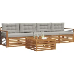 vidaXL Ensemble de canapés d'extérieur 5 pcs Gris Naturel et Clair