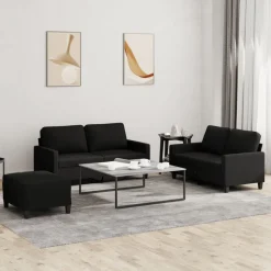vidaXL Ensemble de canapés 3 pcs avec coussins Tissu