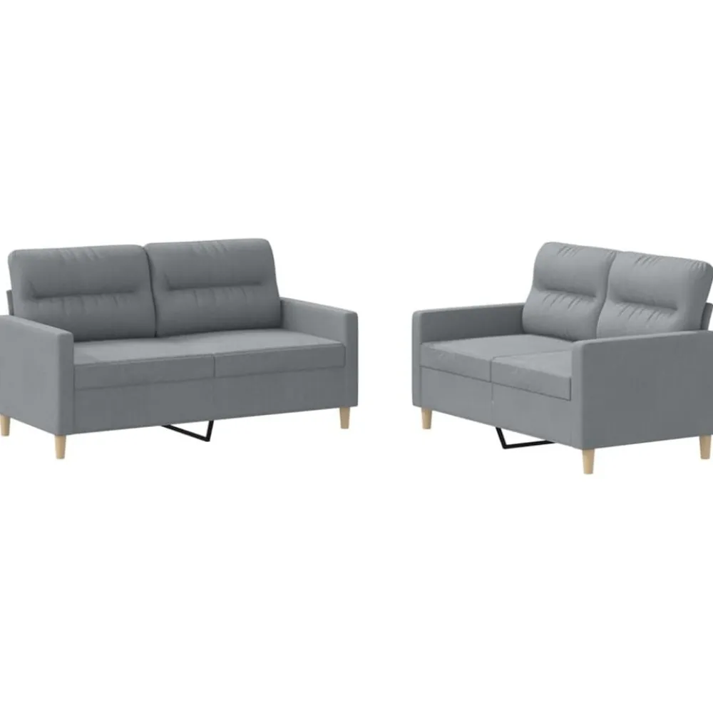 Canapés-vidaXL Ensemble de canapés 2 pcs avec coussins Tissu Gris clair
