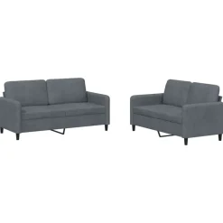 Canapés-vidaXL Ensemble de canapés 2 pcs velours Gris foncé