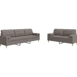 Canapés-vidaXL Ensemble de canapés 2 pcs avec coussins décoratifs tissu Taupe
