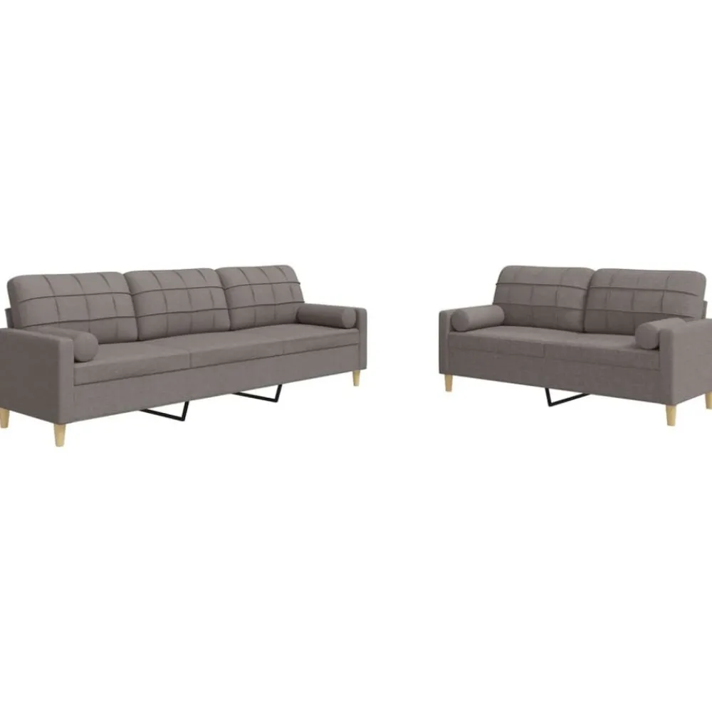 Canapés-vidaXL Ensemble de canapés 2 pcs avec coussins décoratifs tissu Taupe