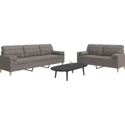 Canapés-vidaXL Ensemble de canapés 2 pcs avec coussins décoratifs tissu Taupe
