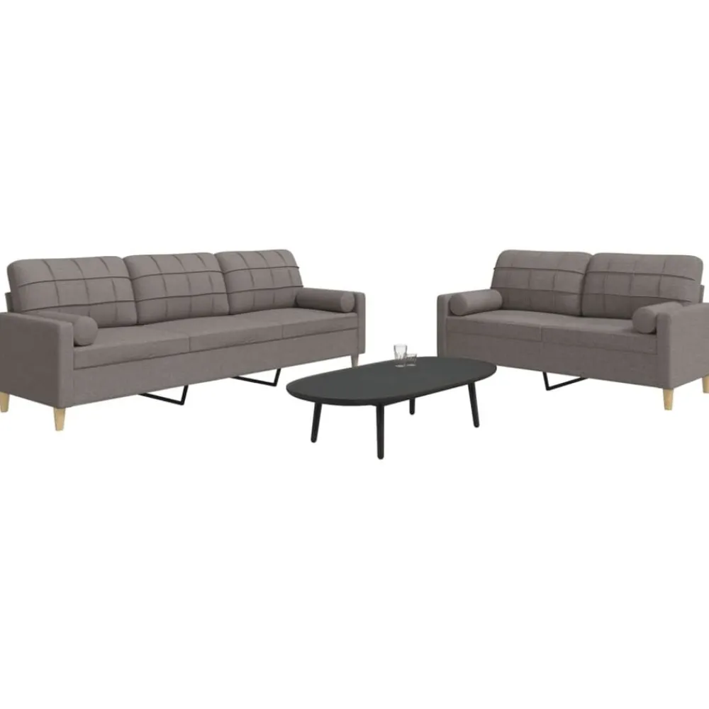 Canapés-vidaXL Ensemble de canapés 2 pcs avec coussins décoratifs tissu Taupe