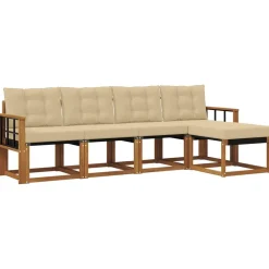 Ensembles De Meubles-vidaXL Ensemble de canapés d'extérieur 5 pcs Naturel et beige