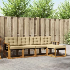 Ensembles De Meubles-vidaXL Ensemble de canapés d'extérieur 5 pcs Naturel et beige