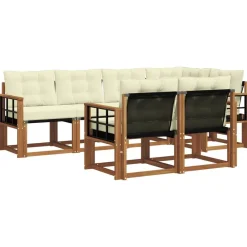 vidaXL Ensemble de canapés d'extérieur 7 pcs Naturel et Crème
