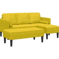 Canapés-vidaXL Ensemble de Canapés avec coussin 2 pcs Polyester Jaune