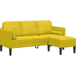 Canapés-vidaXL Ensemble de Canapés avec coussin 2 pcs Polyester Jaune