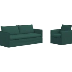 Canapés-vidaXL Ensemble de Canapés 2 pcs 196 x 82 x 85 cm Tissu Vert foncé
