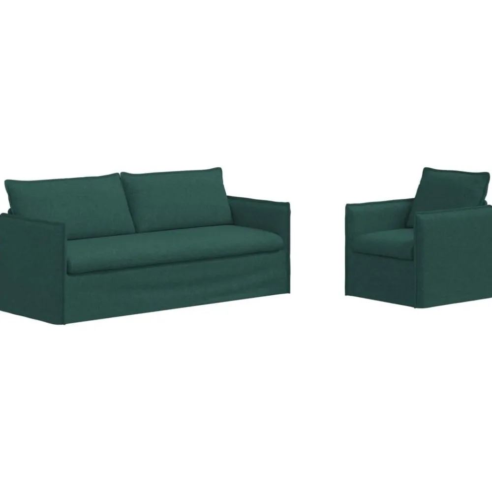 Canapés-vidaXL Ensemble de Canapés 2 pcs 196 x 82 x 85 cm Tissu Vert foncé