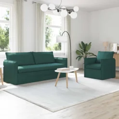 Canapés-vidaXL Ensemble de Canapés 2 pcs 196 x 82 x 85 cm Tissu Vert foncé