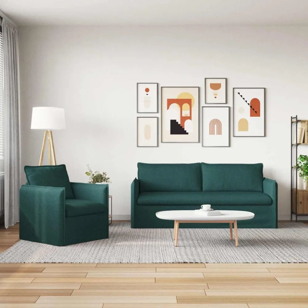 Canapés-vidaXL Ensemble de Canapés 2 pcs 196 x 82 x 85 cm Tissu Vert foncé