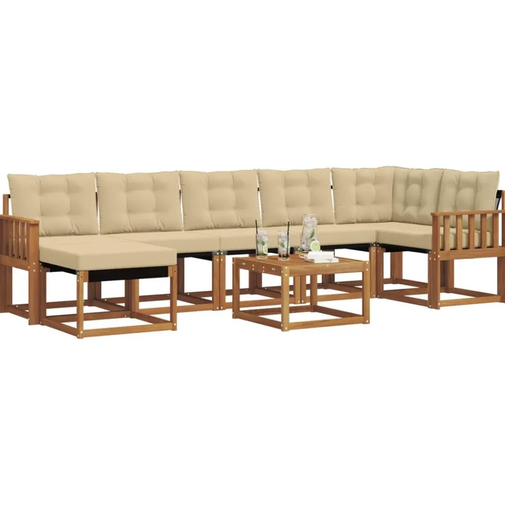 Ensembles De Meubles-vidaXL Ensemble de canapés d'extérieur 8 pcs Naturel et beige
