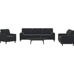 vidaXL Ensemble de canapés 3pcs et coussins et traversins velours