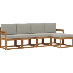 vidaXL Ensemble de canapés d'extérieur 5 pcs Gris Naturel et Clair
