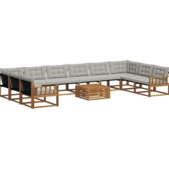 vidaXL Ensemble de canapés d'extérieur 11 pcs Gris Naturel et Clair