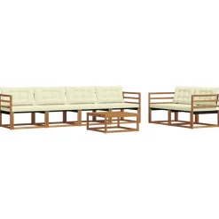 vidaXL Ensemble de canapés d'extérieur 7 pcs Naturel et Crème