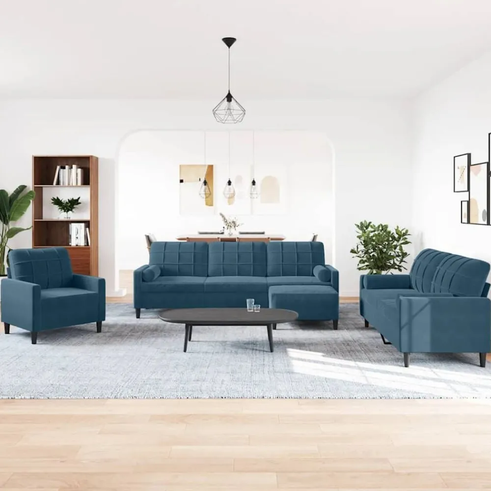 vidaXL Ensemble de canapés 4pcs et coussins et traversins velours
