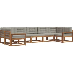 Ensembles De Meubles-vidaXL Ensemble de canapés d'extérieur 7 pcs Gris Naturel et Clair Naturel et gris clair