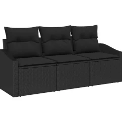 vidaXL Ensemble de Canapés avec coussin 3 pcs polyrotin